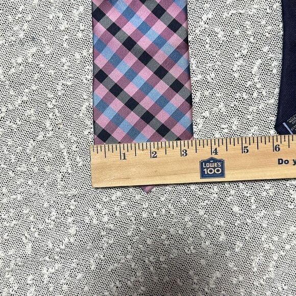 Tommy Hilfiger blue and purple checkered pattern Silk Tie - Picture 6 of 6